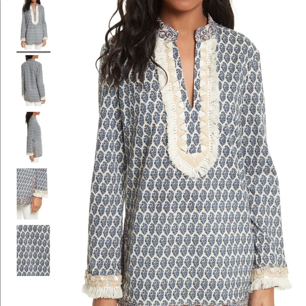 Tory Burch embellished fringe tunic new with tags